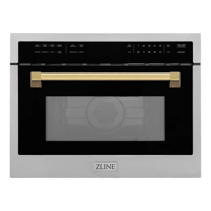 ZLINE Autograph Edition 24" 1.6 cu ft. Built-in Convection Microwave Oven in Stainless Steel with Accents MWOZ-24