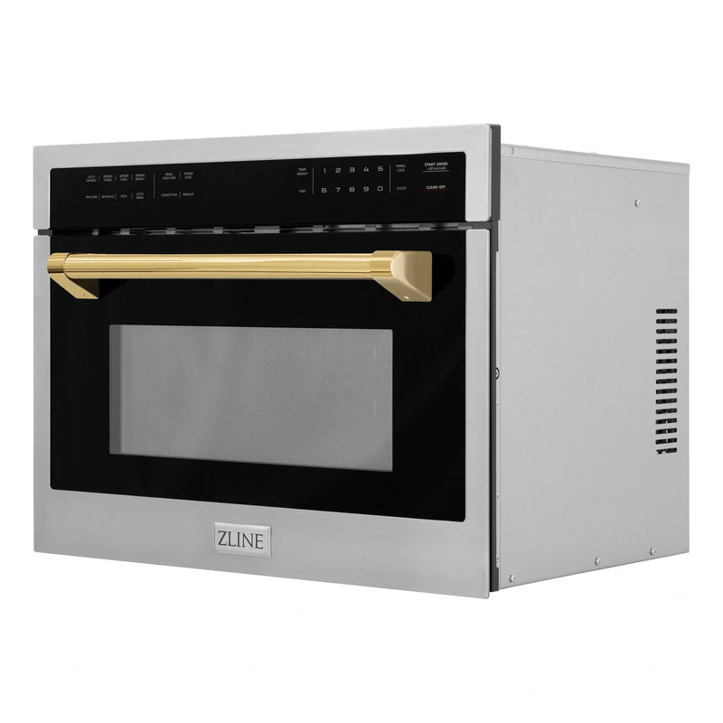 ZLINE Autograph Edition 24" 1.6 cu ft. Built-in Convection Microwave Oven in Stainless Steel with Accents MWOZ-24