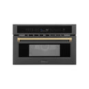 ZLINE Autograph Edition 30” 1.6 cu ft. Built-in Convection Microwave Oven in Black Stainless Steel with Accents MWOZ-30-BS