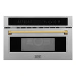 ZLINE Autograph Edition 30” 1.6 cu ft. Built-in Convection Microwave Oven in Fingerprint Resistant Stainless Steel with Accents MWOZ-30-SS