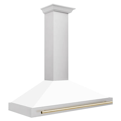 ZLINE 48" Autograph Edition Stainless Steel Range Hood with White Matte Shell KB4STZ-WM48