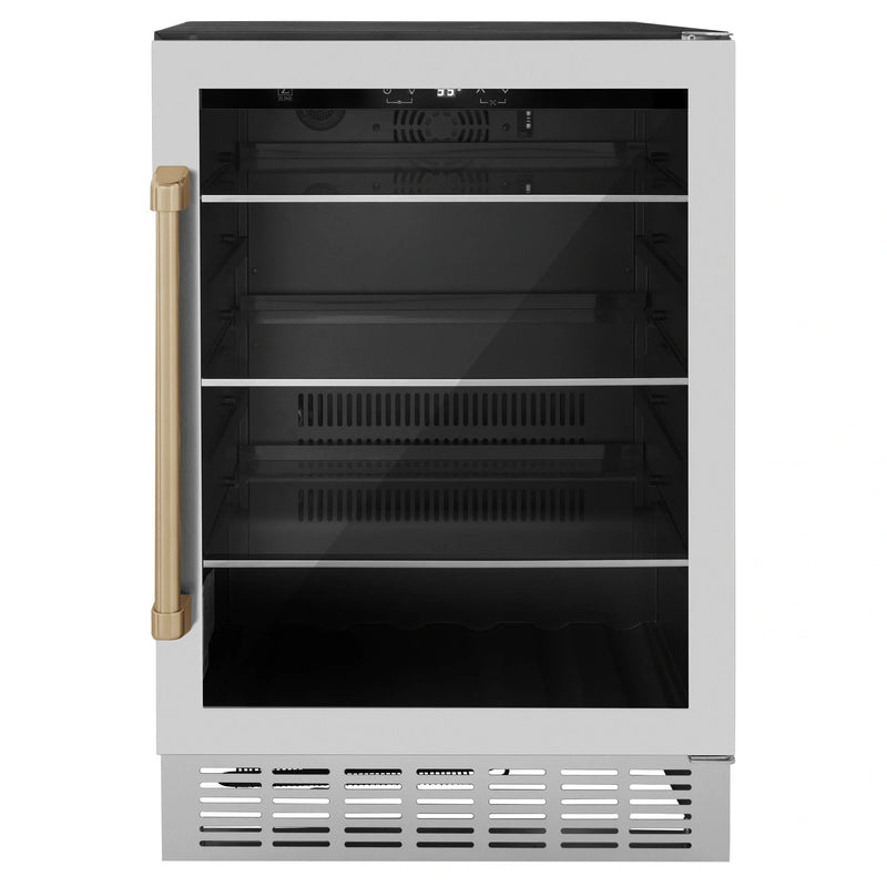 ZLINE 24 in. Monument Autograph Edition 154 Can Beverage Fridge in Stainless Steel with Accents RBVZ-US-24