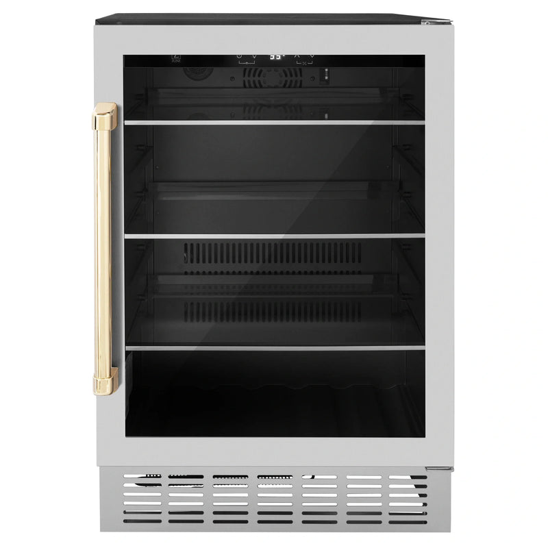 ZLINE 24 in. Monument Autograph Edition 154 Can Beverage Fridge in Stainless Steel with Accents RBVZ-US-24
