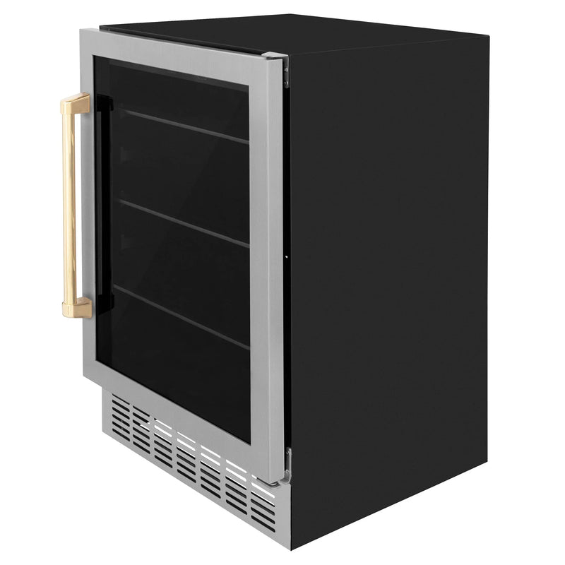 ZLINE 24 in. Monument Autograph Edition 154 Can Beverage Fridge in Stainless Steel with Accents RBVZ-US-24