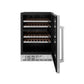 ZLINE 24 in. Monument Autograph Edition Dual Zone 44-Bottle Wine Cooler in Stainless Steel with Accents RWVZ-UD-24