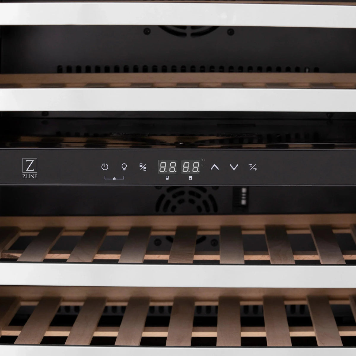 ZLINE 24 in. Monument Autograph Edition Dual Zone 44-Bottle Wine Cooler in Stainless Steel with Accents RWVZ-UD-24