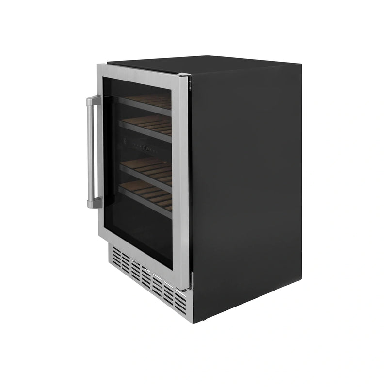 ZLINE 24 in. Monument Autograph Edition Dual Zone 44-Bottle Wine Cooler in Stainless Steel with Accents RWVZ-UD-24