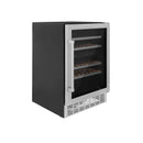 ZLINE 24 in. Monument Autograph Edition Dual Zone 44-Bottle Wine Cooler in Stainless Steel with Accents RWVZ-UD-24