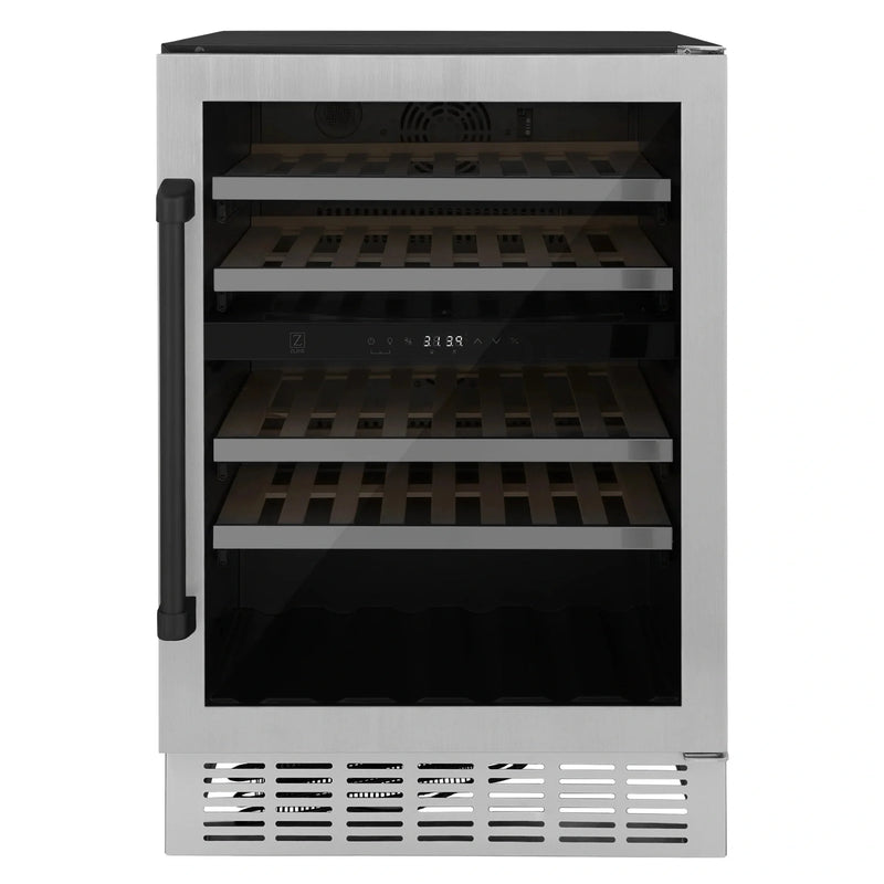 ZLINE 24 in. Monument Autograph Edition Dual Zone 44-Bottle Wine Cooler in Stainless Steel with Accents RWVZ-UD-24