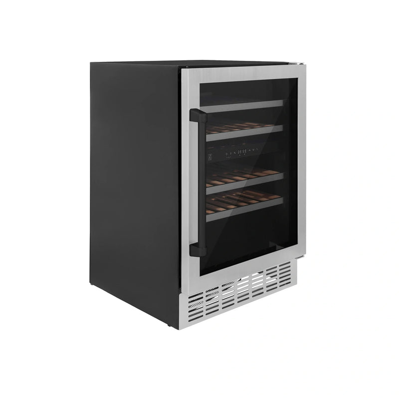 ZLINE 24 in. Monument Autograph Edition Dual Zone 44-Bottle Wine Cooler in Stainless Steel with Accents RWVZ-UD-24