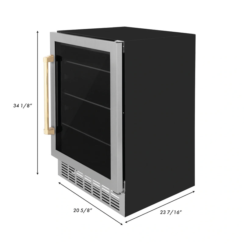 ZLINE 24 in. Monument Autograph Edition 154 Can Beverage Fridge in Stainless Steel with Accents RBVZ-US-24