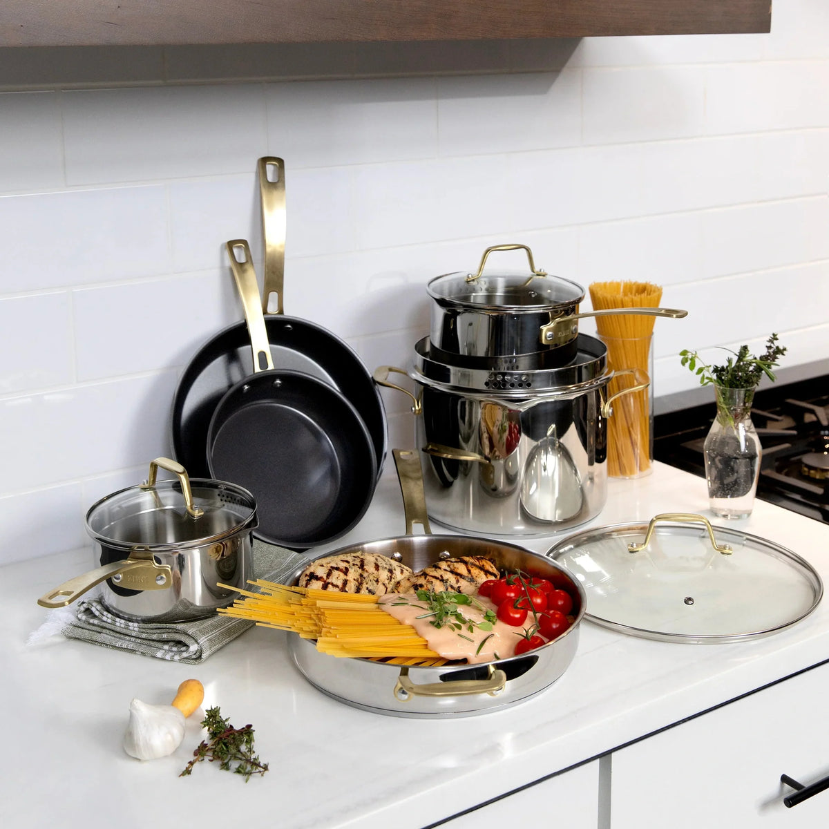 ZLINE 10-Piece Non-Toxic Stainless Steel and Nonstick Ceramic Cookware Set CWSETL-NS-10