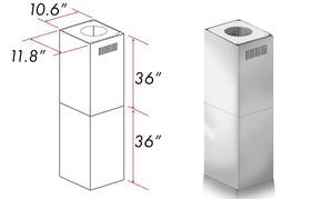 ZLINE 2-36 in. Chimney Extensions for 10 ft. to 12 ft. Ceilings - 2PCEXT-696