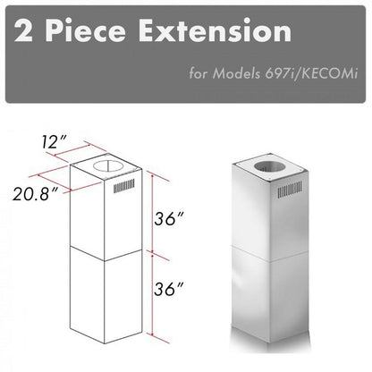 ZLINE 2-36 in. Chimney Extensions for 10 ft. to 12 ft. Ceilings - 2PCEXT-697i/KECOMi