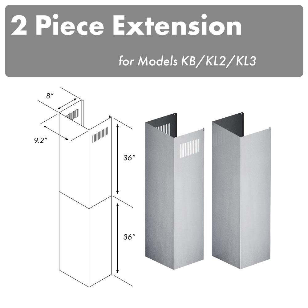 ZLINE 2-36 in. Chimney Extensions for 10 ft. to 12 ft. Ceilings - 2PCEXT-KB/KL2/KL3