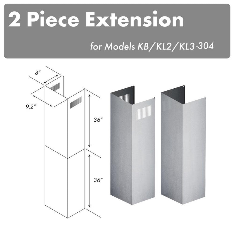 ZLINE 2-36 in. Chimney Extensions for 10 ft. to 12 ft. Ceilings - 2PCEXT-KB/KL2/KL3