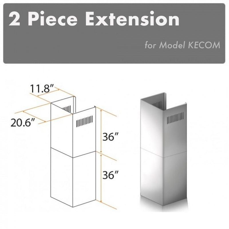 ZLINE 2-36 in. Chimney Extensions for 10 ft. to 12 ft. Ceilings - 2PCEXT-KECOM