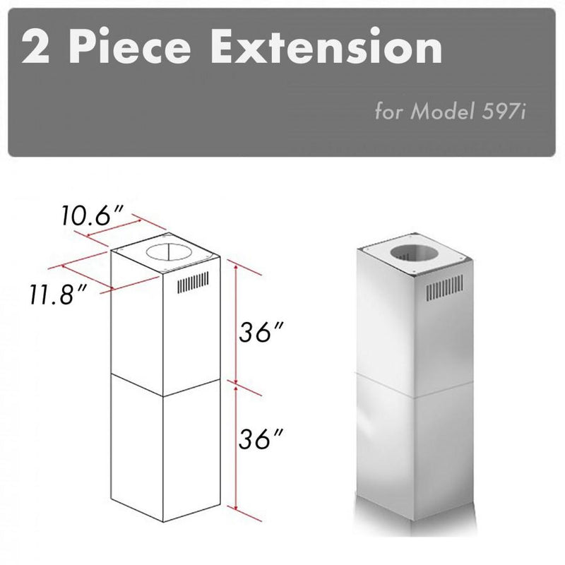 ZLINE 2-36 in. Chimney Extensions for 10 ft. to 12 ft. Ceilings - 2PCEXT-597i