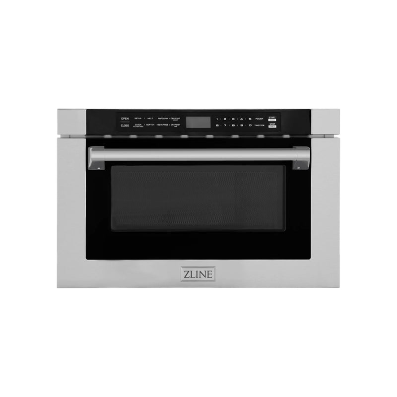 ZLINE 24" 1.2 cu. ft. Built-in Microwave Drawer with a Traditional Handle in Stainless Steel 