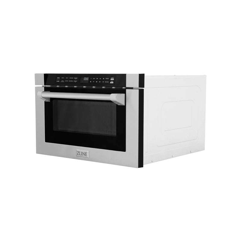 ZLINE 24" 1.2 cu. ft. Built-in Microwave Drawer with a Traditional Handle in Stainless Steel 