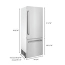 ZLINE 30" 16.1 cu. ft. Built-In 2-Door Bottom Freezer Refrigerator with Internal Water and Ice Dispenser in Stainless Steel RBIV-304-30