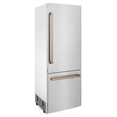 ZLINE 30" Autograph Edition 16.1 cu. ft. Built-in 2-Door Bottom Freezer Refrigerator with Internal Water and Ice Dispenser in Stainless Steel RBIVZ-304-30