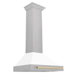 ZLINE 30" Autograph Edition DuraSnow® Stainless Steel Range Hood with White Matte Shell KB4SNZ-WM30