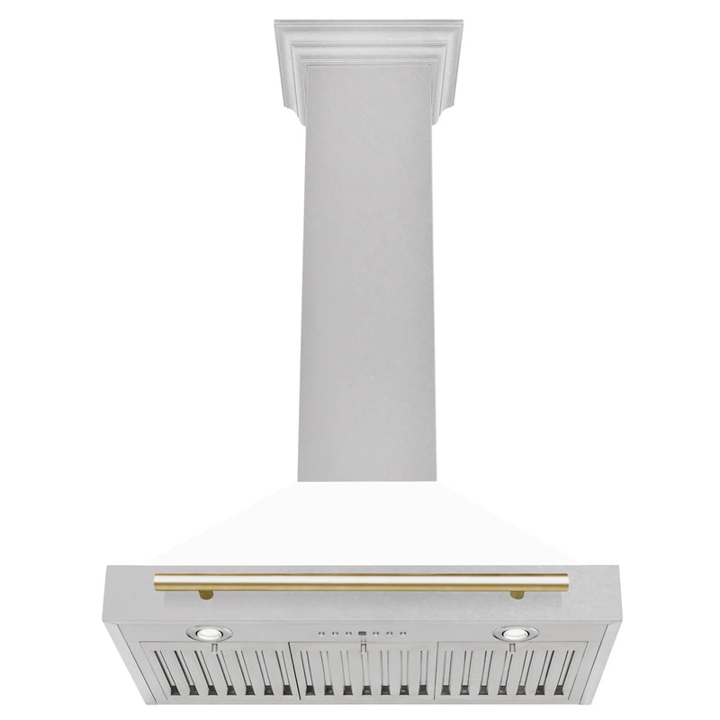 ZLINE 30" Autograph Edition DuraSnow® Stainless Steel Range Hood with White Matte Shell KB4SNZ-WM30