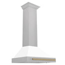 ZLINE 30" Autograph Edition DuraSnow® Stainless Steel Range Hood with White Matte Shell KB4SNZ-WM30