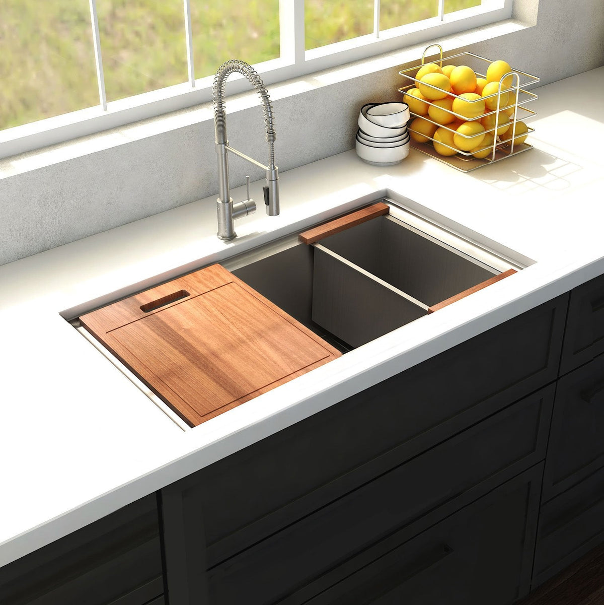 ZLINE 30" Garmisch Undermount Single Bowl Kitchen Sink with Bottom Grid and Accessories 