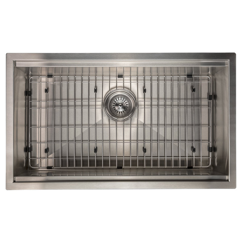 ZLINE 30" Garmisch Undermount Single Bowl Kitchen Sink with Bottom Grid and Accessories 