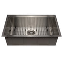 ZLINE 30" Garmisch Undermount Single Bowl Kitchen Sink with Bottom Grid and Accessories 