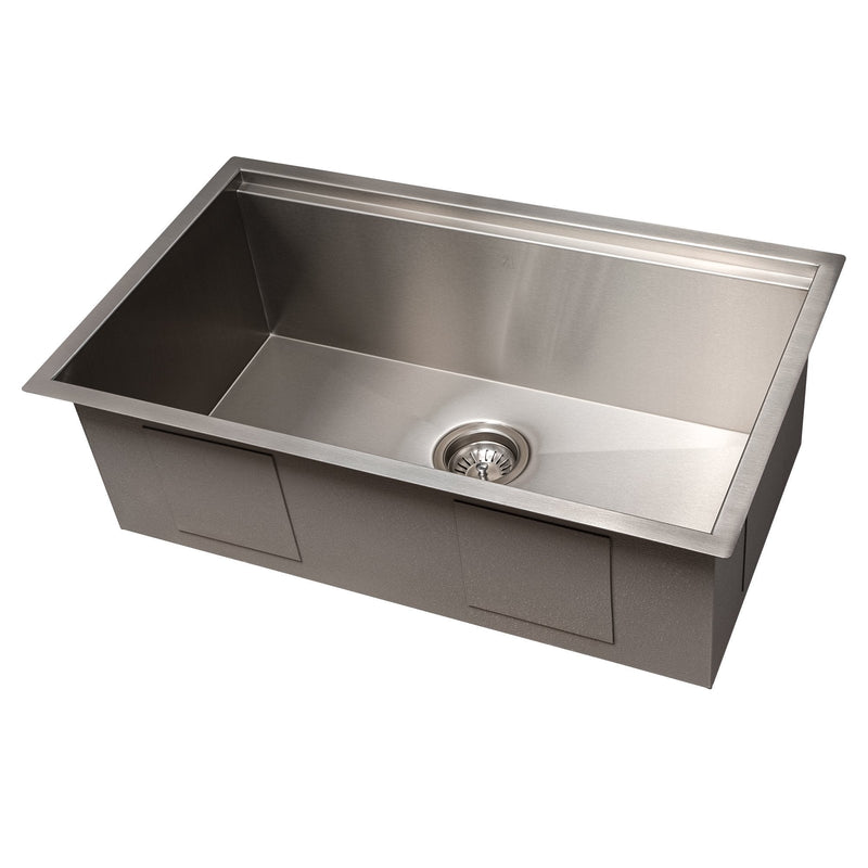 ZLINE 30" Garmisch Undermount Single Bowl Kitchen Sink with Bottom Grid and Accessories 