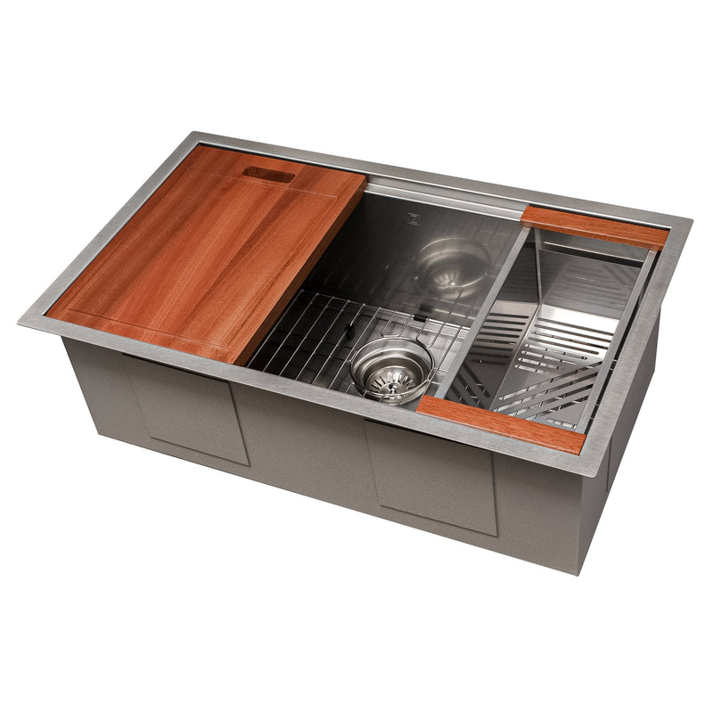 ZLINE 30" Garmisch Undermount Single Bowl Kitchen Sink with Bottom Grid and Accessories 