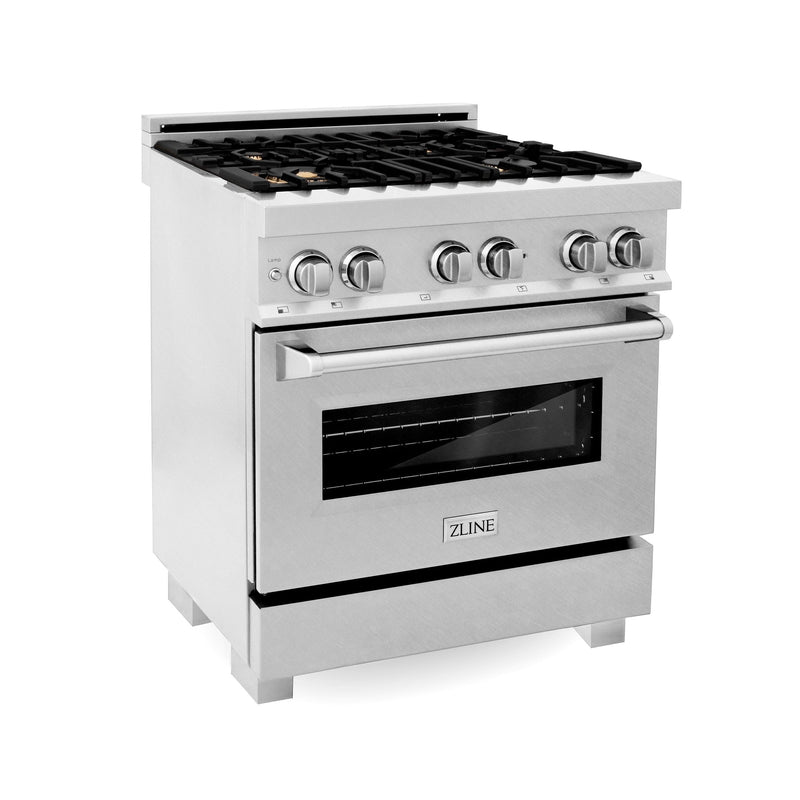 ZLINE 30" Professional Dual Fuel Range With Gas Stove and Electric Oven in Dura Snow Stainless Steel - RAS-30