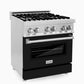 Zline 30 dual fuel range in Stainless Steel and Black