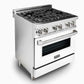 ZLINE 30" Professional Dual Fuel Range with Gas Stove and Electric Oven in Stainless Steel without background
