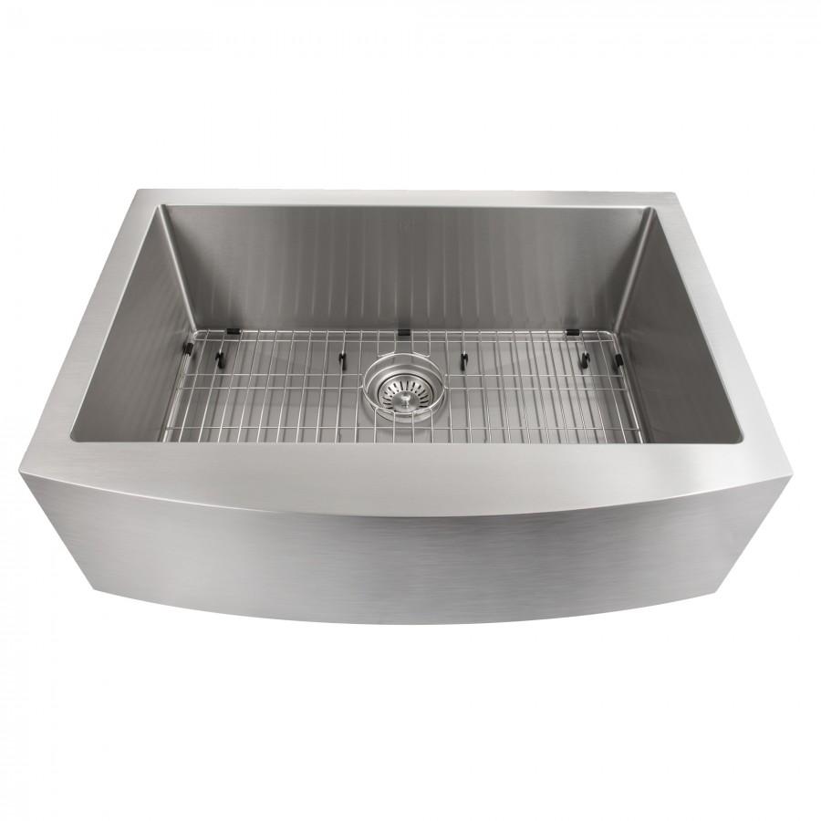 ZLINE 30" Zermatt Farmhouse Apron Mount Single Bowl Kitchen Sink with Bottom Grid
