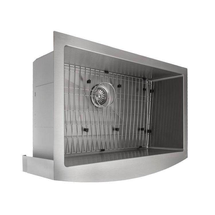 ZLINE 30" Zermatt Farmhouse Apron Mount Single Bowl Kitchen Sink with Bottom Grid