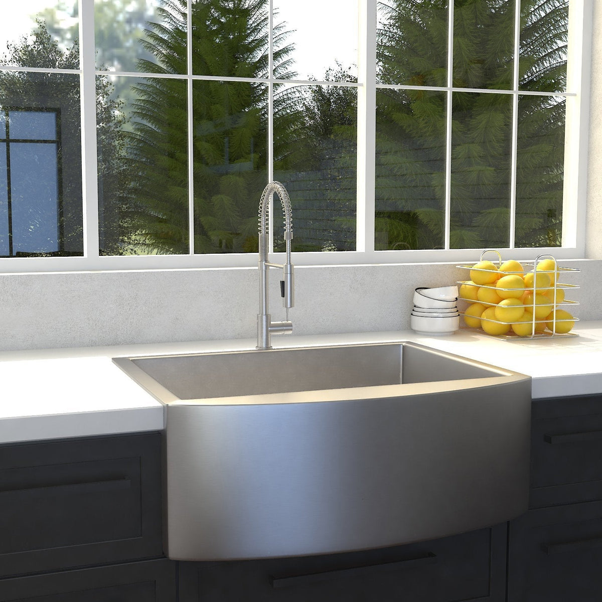 ZLINE 30" Zermatt Farmhouse Apron Mount Single Bowl Kitchen Sink with Bottom Grid