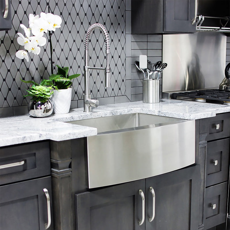 ZLINE 30" Zermatt Farmhouse Apron Mount Single Bowl Kitchen Sink with Bottom Grid