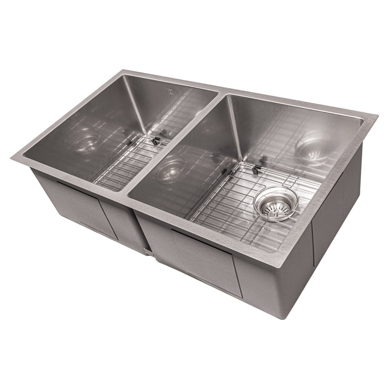 ZLINE 33" Anton Undermount Double Bowl Kitchen Sink with Bottom Grid