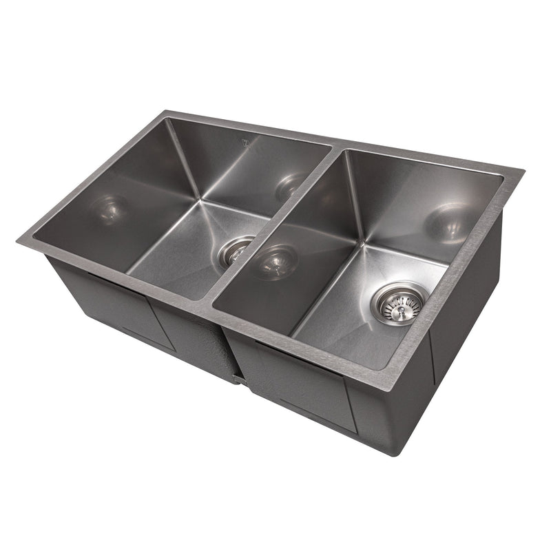 ZLINE 33" Chamonix Undermount Double Bowl Kitchen Sink with Bottom Grid 