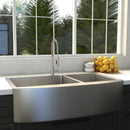 ZLINE 33" Chamonix Undermount Double Bowl Kitchen Sink with Bottom Grid 