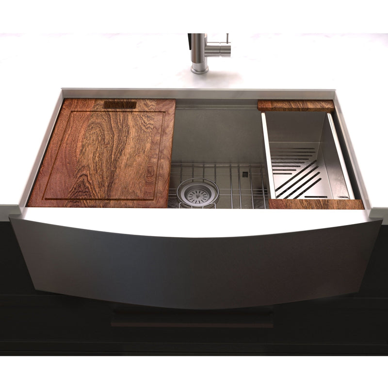 ZLINE 33" Moritz Farmhouse Apron Mount Single Bowl Kitchen Sink with Bottom Grid and Accessories