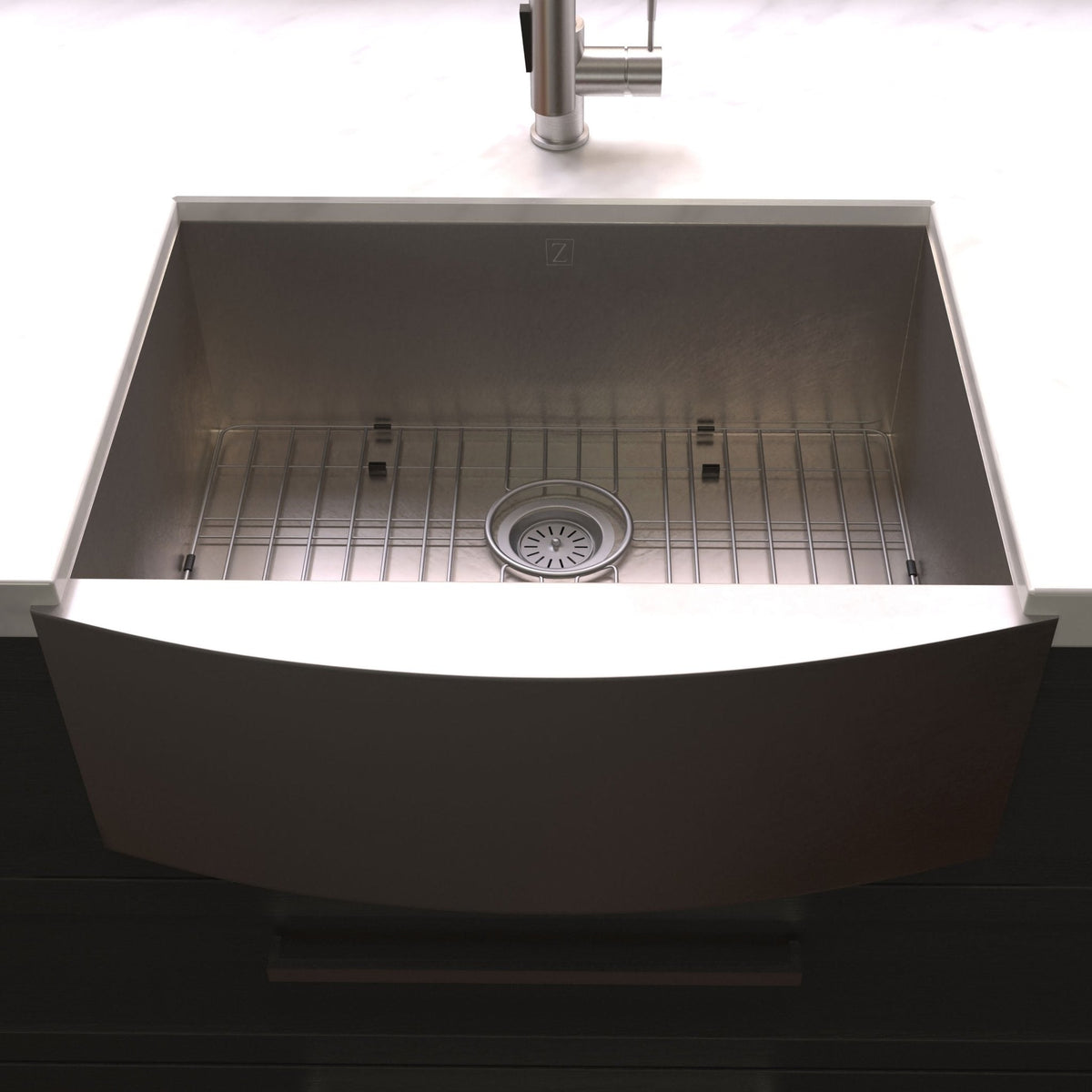 ZLINE 33" Vail Farmhouse Apron Mount Single Bowl Kitchen Sink with Bottom Grid 