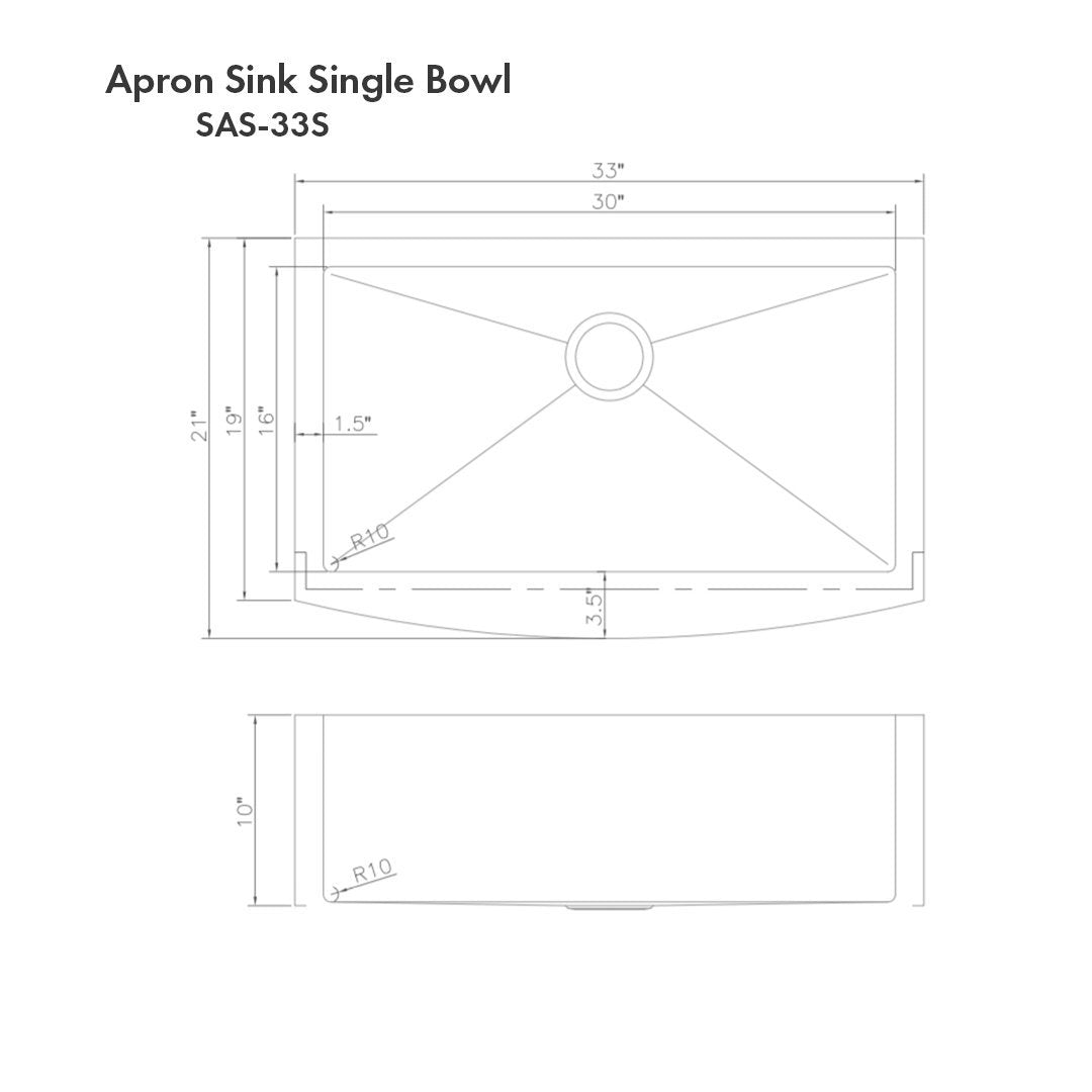 ZLINE 33" Vail Farmhouse Apron Mount Single Bowl Kitchen Sink with Bottom Grid 