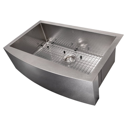 ZLINE 33" Vail Farmhouse Apron Mount Single Bowl Kitchen Sink with Bottom Grid 