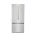 ZLINE 36" Autograph Edition 19.6 cu. ft. Built-in 2-Door Bottom Freezer Refrigerator with Internal Water and Ice Dispenser in Stainless Steel with Accents RBIVZ-304-36