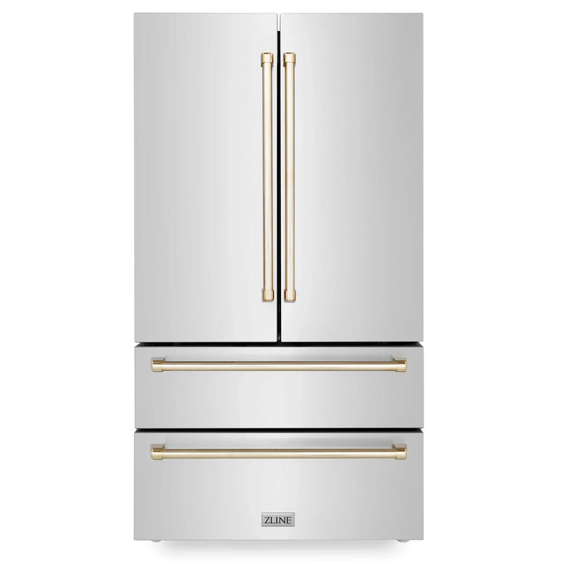 ZLINE 36" Autograph Edition 22.5 cu. ft Freestanding French Door Refrigerator with Ice Maker in Fingerprint Resistant Stainless Steel